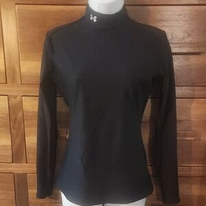 Under Armour Women's Mock Neck Black Coldgear Warm Long Sleeve Top